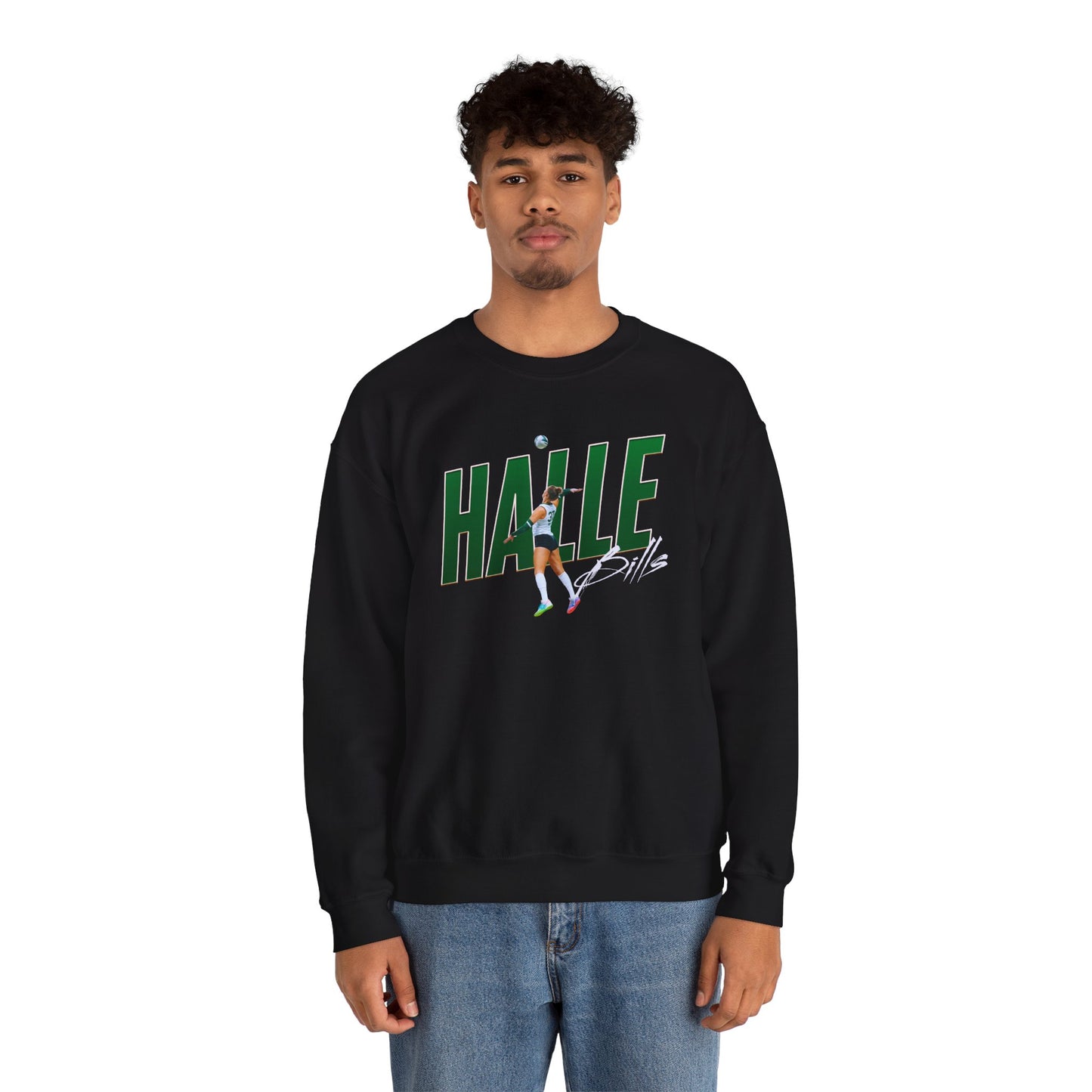 Halle Bills Cursive Combo Colored Crewneck Sweatshirt