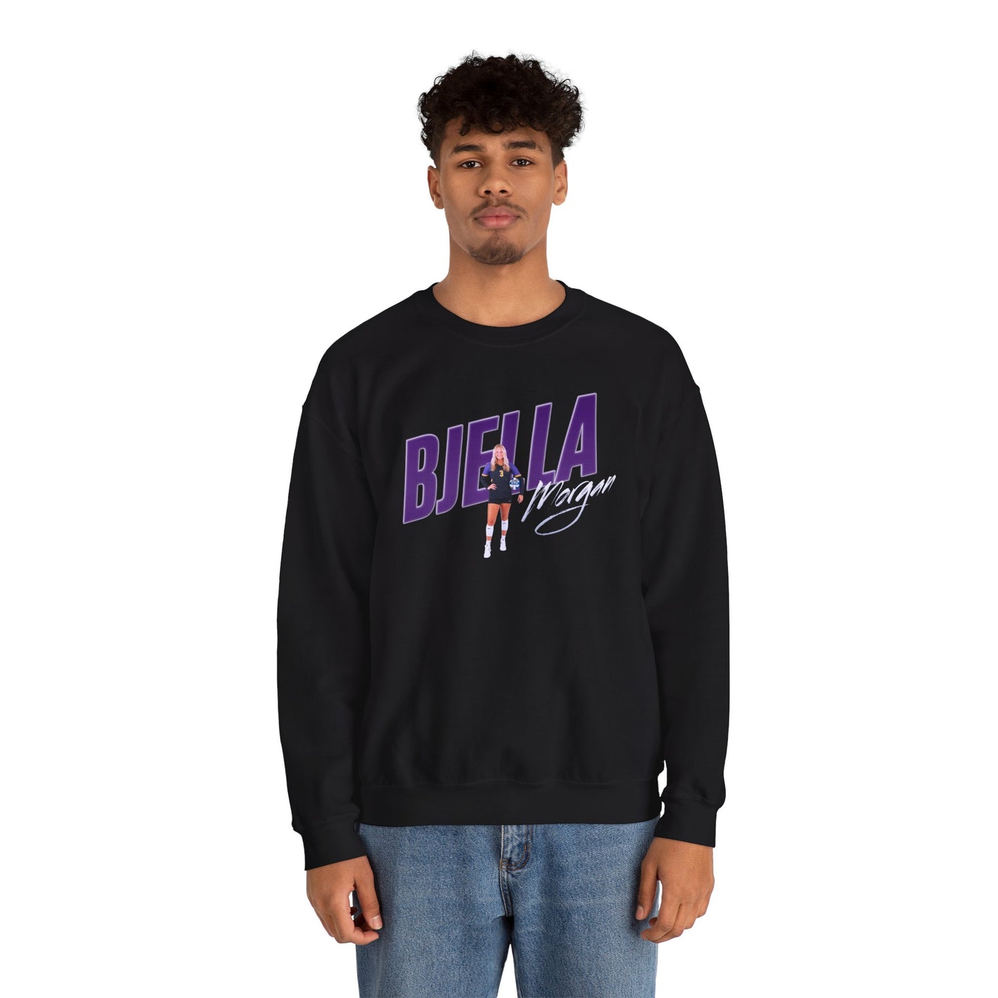 Morgan Bjella Cursive Combo Colored Crewneck Sweatshirt