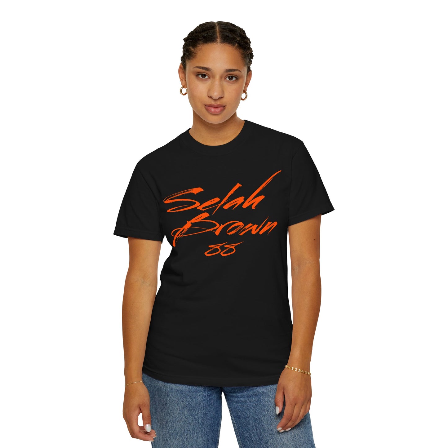 Selah Brown Cursive Name & Number Premium Tee