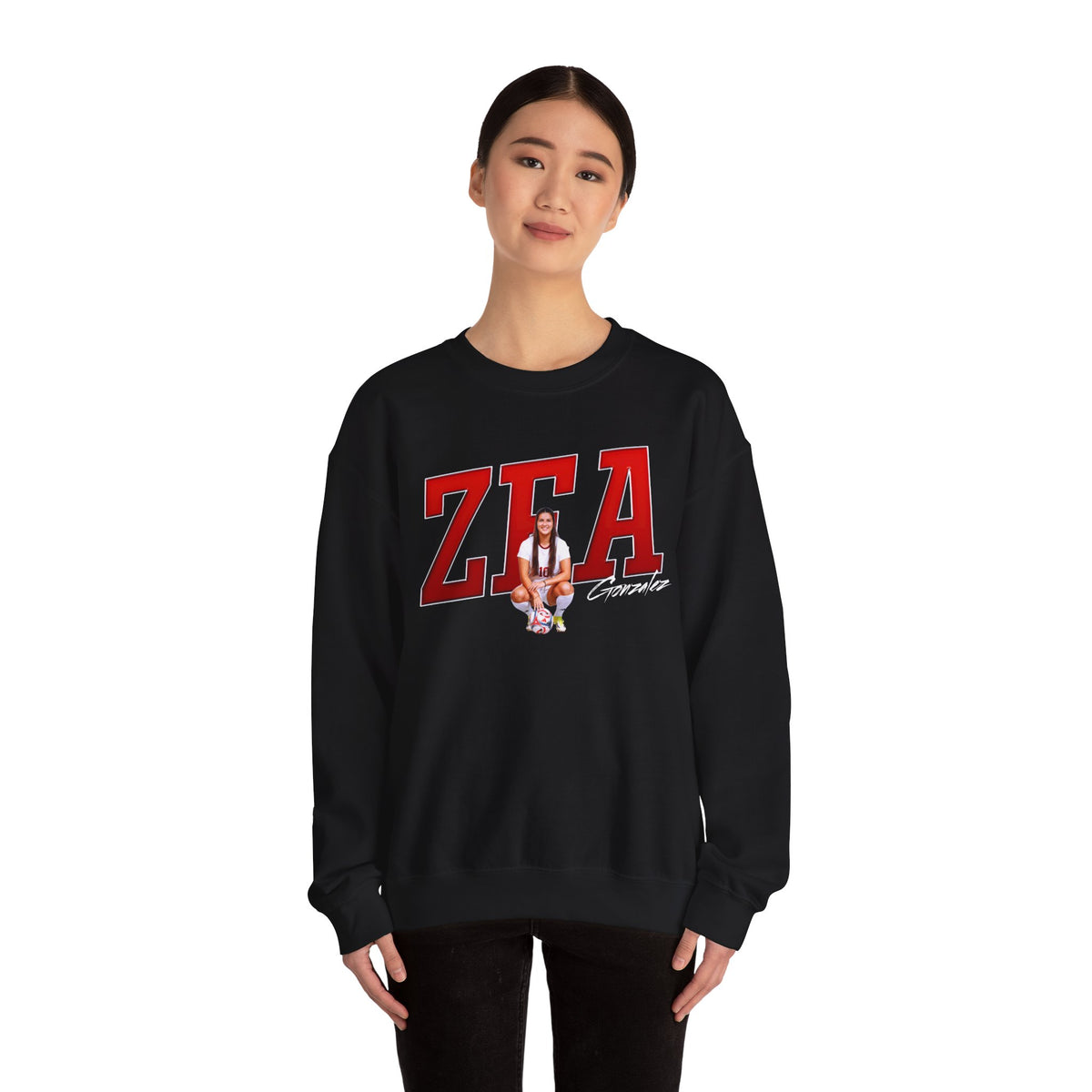 Zea Gonzalez Cursive Combo Colored Crewneck Sweatshirt