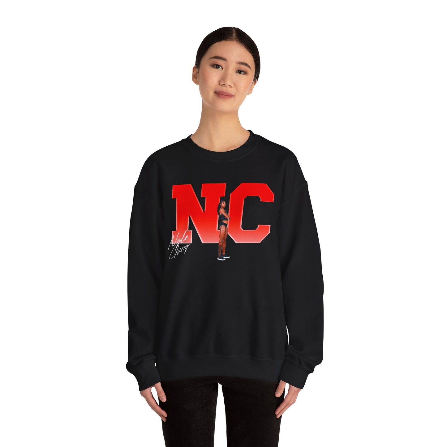 Nyla Cherry Big Initials Crewneck Sweatshirt